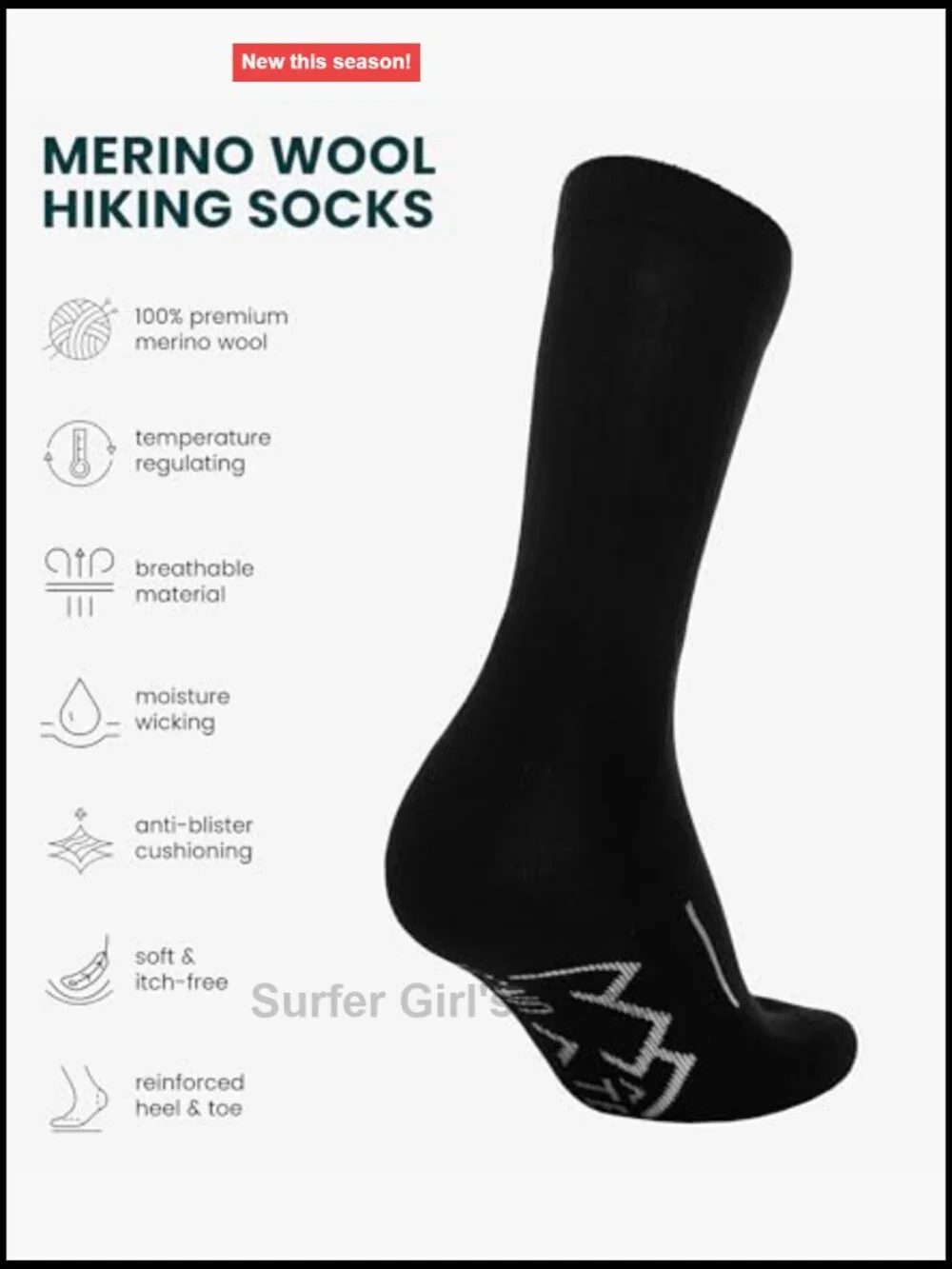 Merino Wool Hiking Socks Men Women Thermal Crew Boot Socks